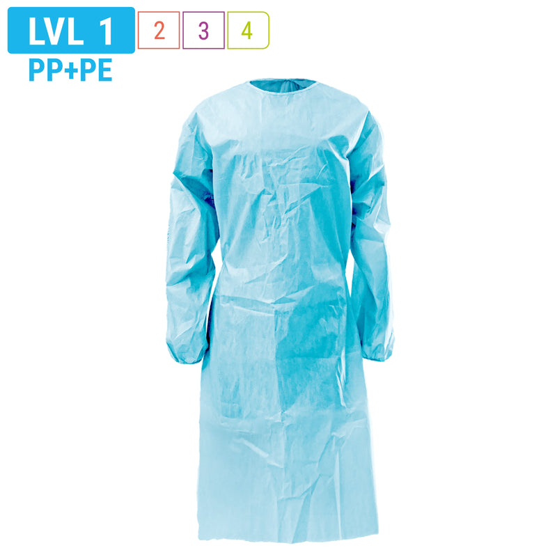 PG100 Cobalt™ AAMI Level 1 Isolation Gown PE+PP 25gsm